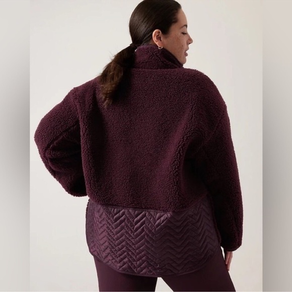 NWT! Spiced Cabernet Athleta Cozy Sherpa Pullover Snap Sweatshirt - Multiple - Picture 2 of 5